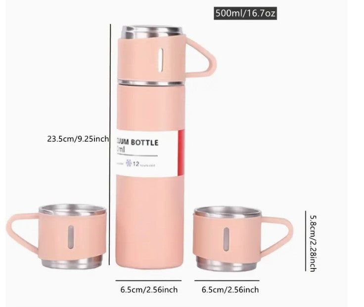Set de tazas y termo de acero inoxidable